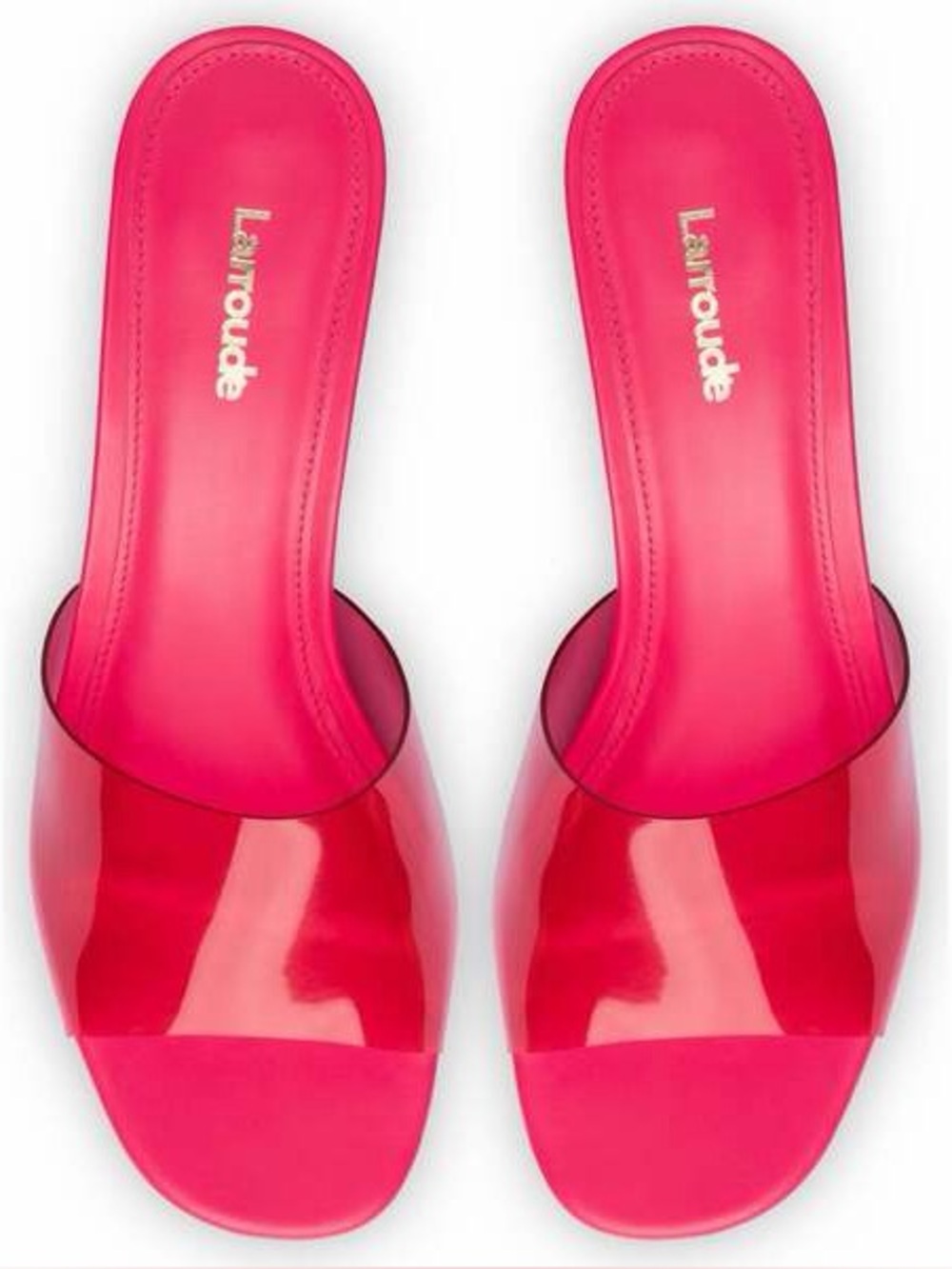 NWOT - Larroude Vivi Hot Pink Leather & Vinyl Sandals - Picture 2 of 6